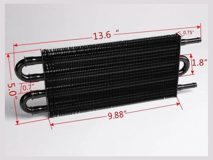 Universal 4 rows oil cooler radiator showing lightweight aluminium construction
