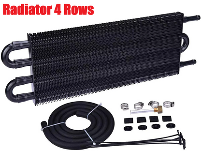 Universal 4 rows oil cooler radiator mounted in engine bay for transmission cooling
