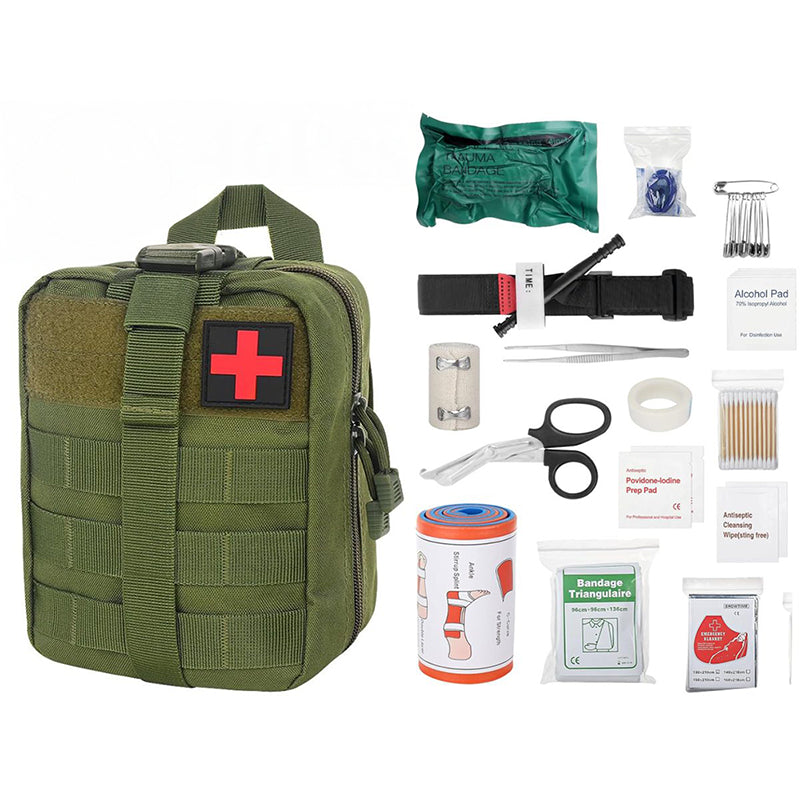 46pcs first aid kit army green carry bag front view