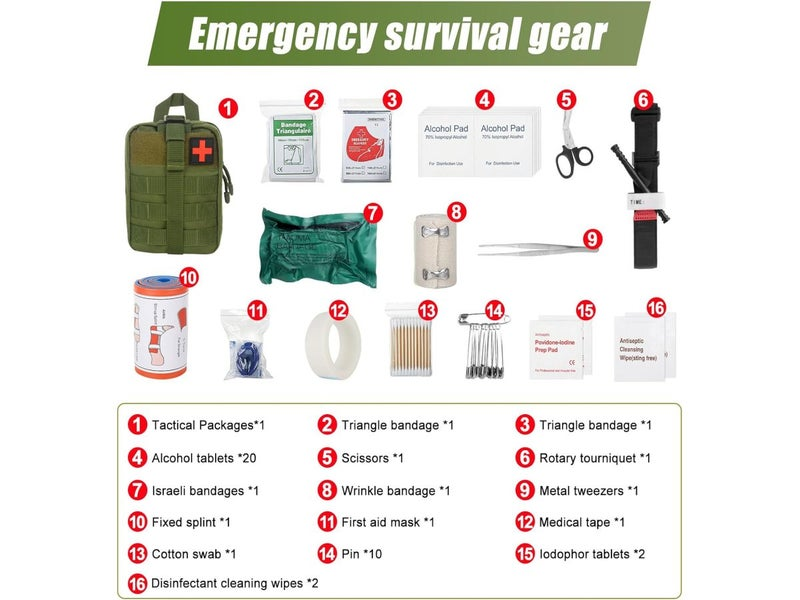 Close up of metal tweezers in 46pcs first aid kit