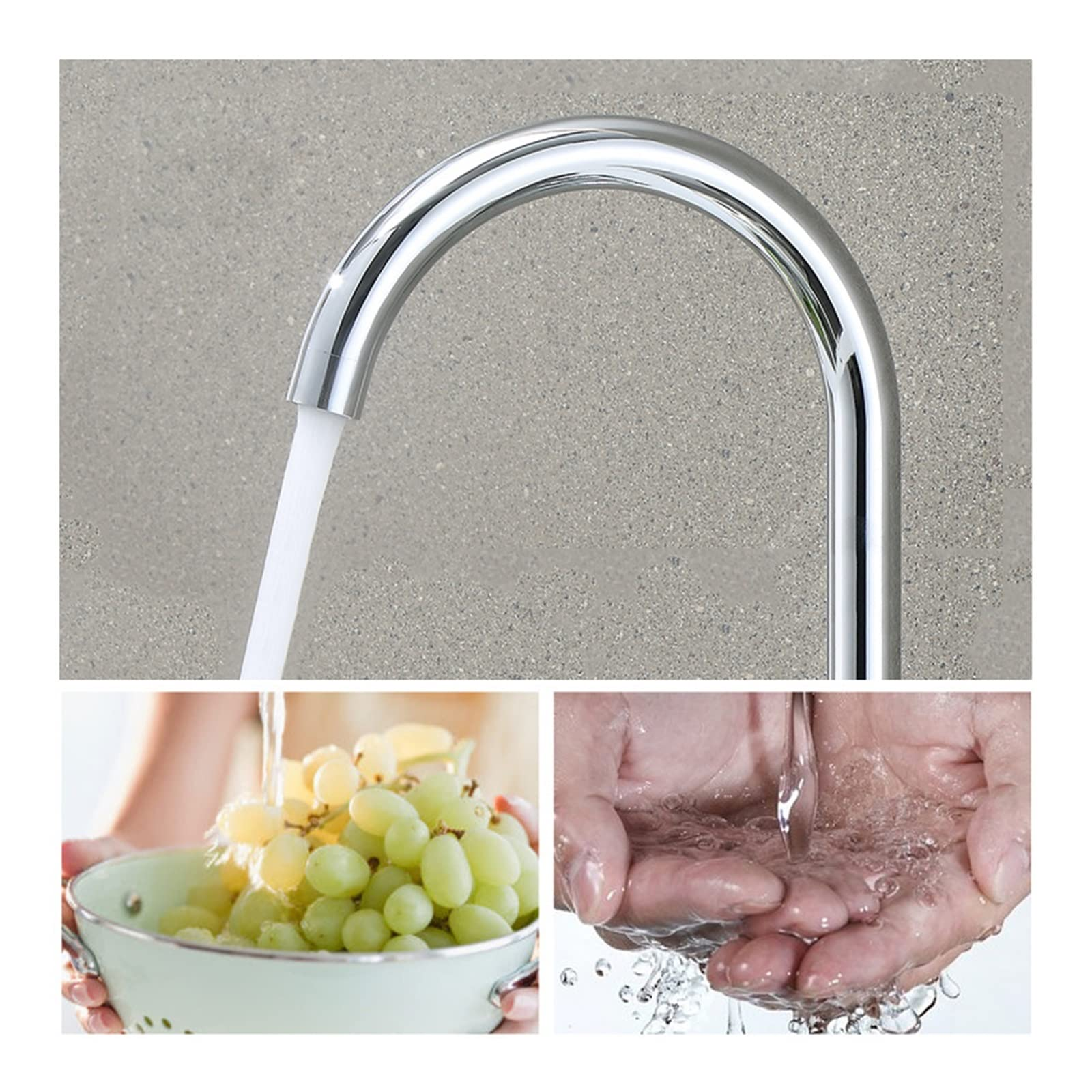 Kitchen mixer tap spout reach and height dimensions displayed