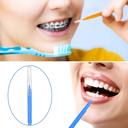 Interdental brush toothpick bristles detail for gentle gum cleaning