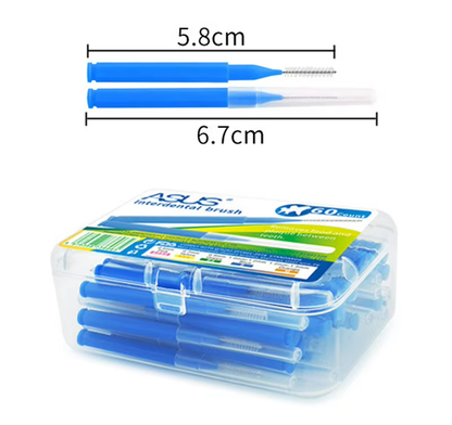 Interdental brush toothpick with protective cap on tip