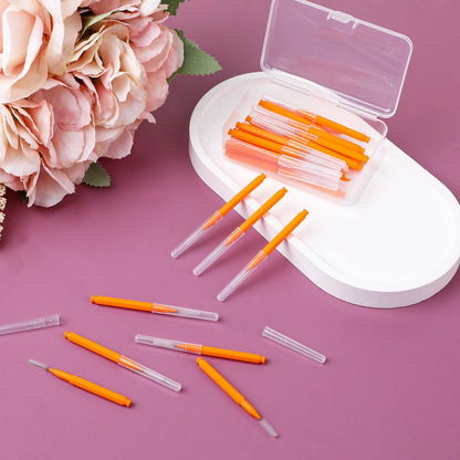 Interdental brush toothpick set displayed for travel use