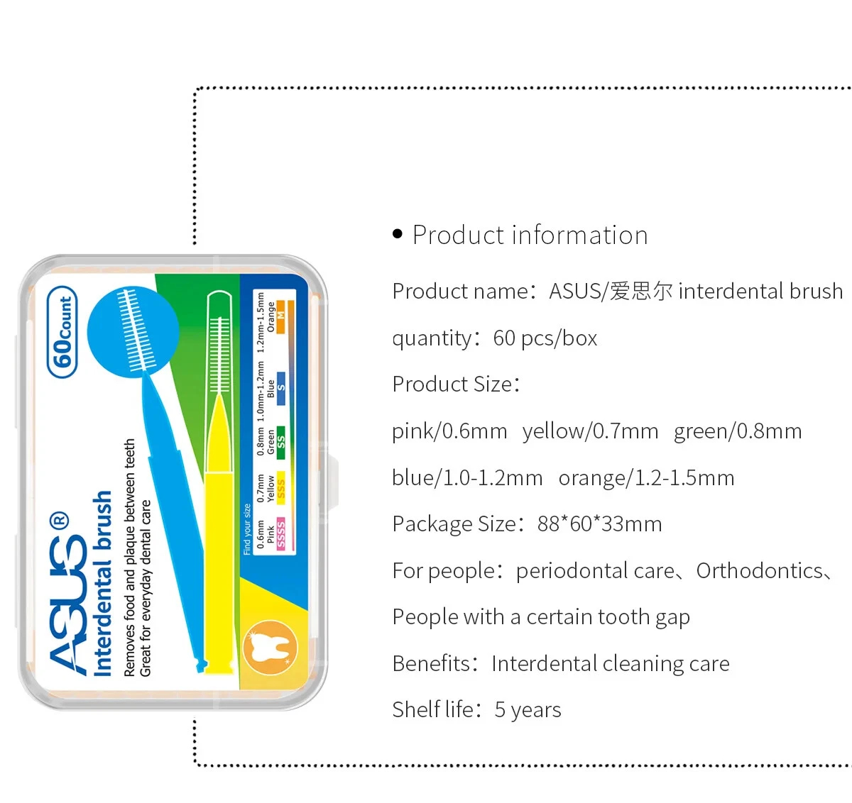 Interdental brush toothpick set displayed for travel use