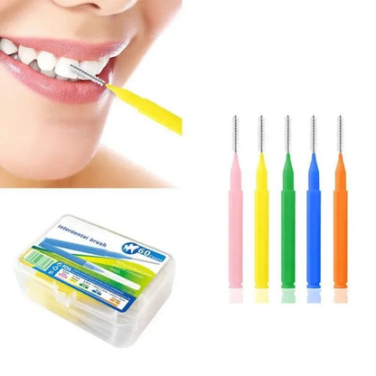 Interdental brush toothpick set displayed for travel use