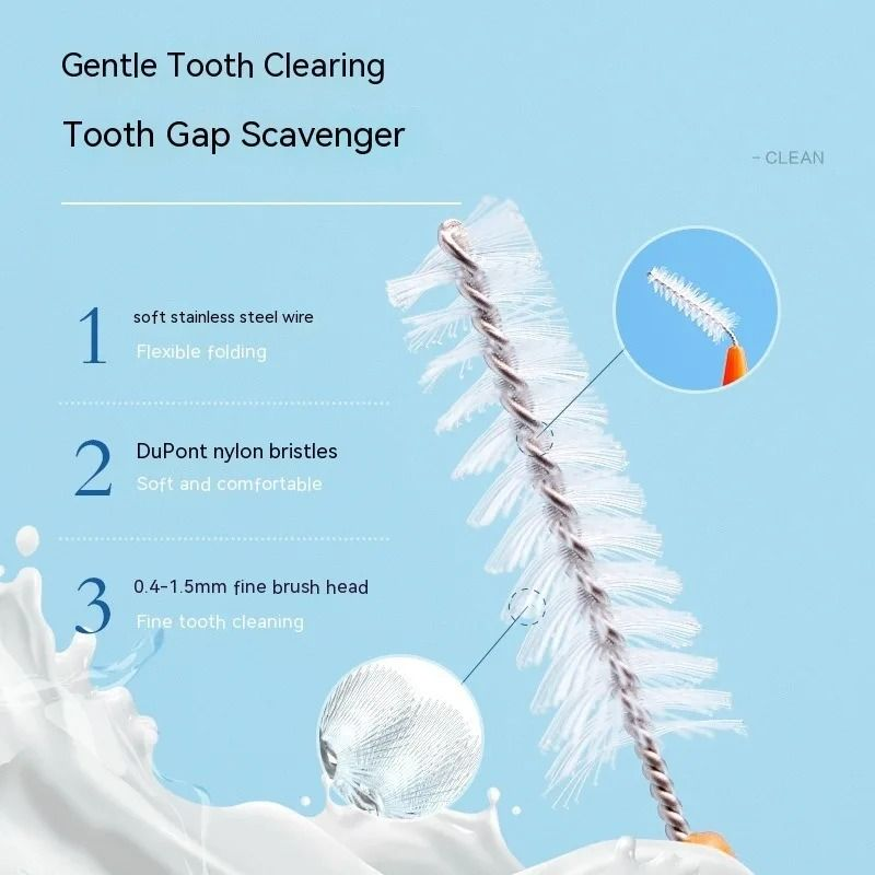 Interdental brush toothpick set displayed for travel use