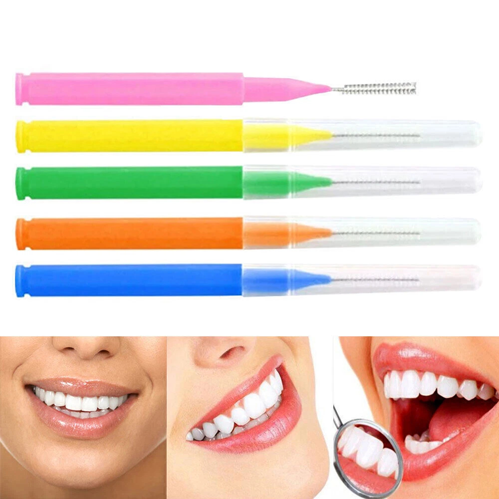 Interdental brush toothpick with protective cap for hygiene