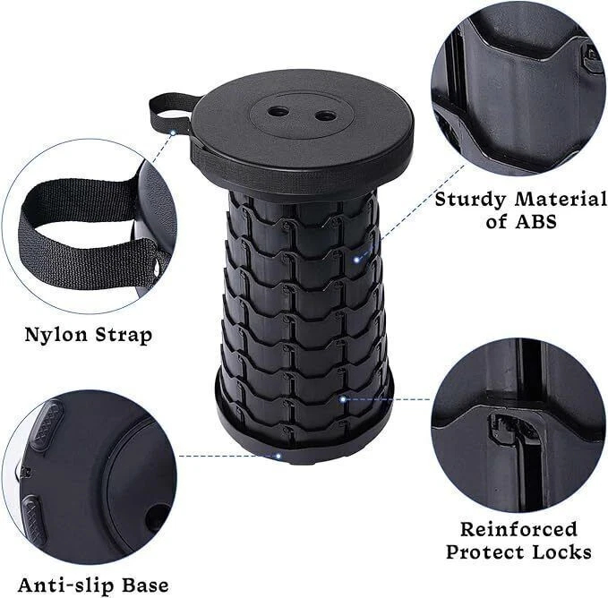 Top view of folding telescopic stool seat diameter 25 cm