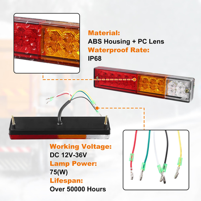 LED trailer tail light showing indicator yellow LEDs