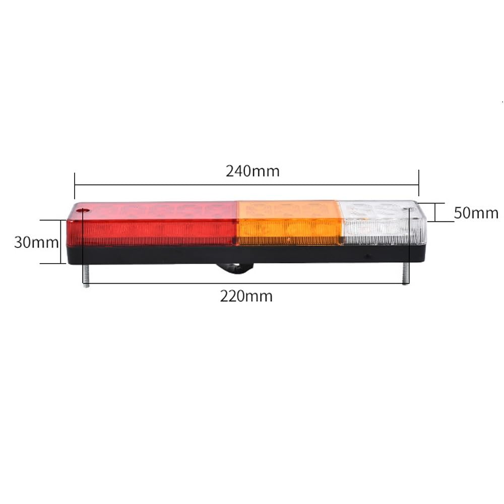 LED trailer tail light illuminated with brake light red glow