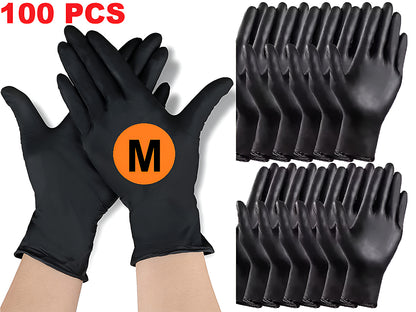 100x Disposable Nitrile Gloves Black - Medium