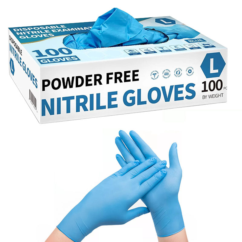 Close-up of disposable nitrile gloves textured fingertips
