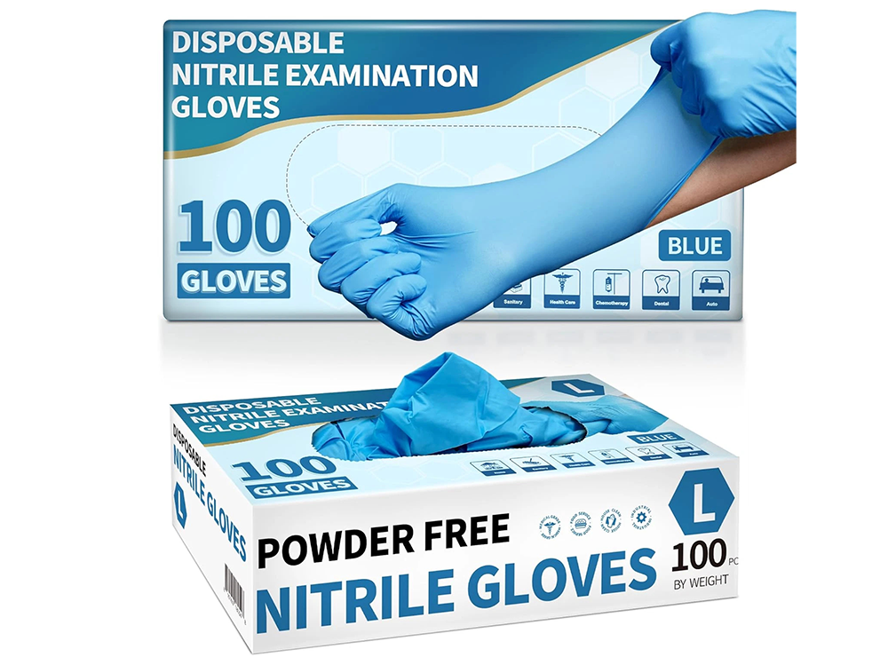 Disposable nitrile gloves medium size 24cm length displayed