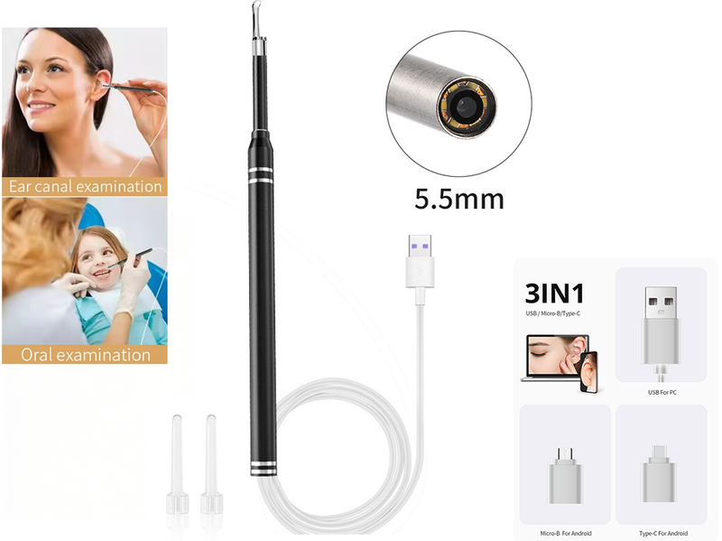 Endoscope Camera For Ear Cleaner Otoscope