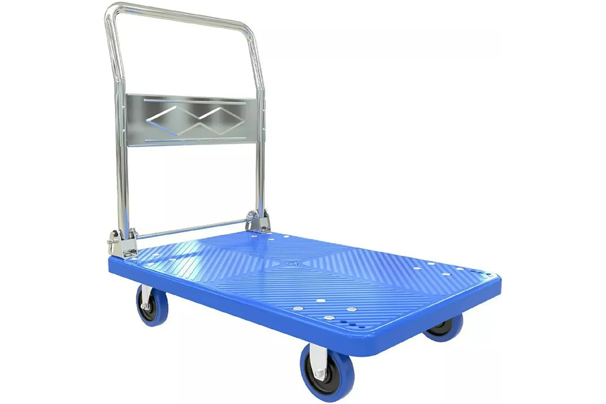 Folded platform hand trolley cart for compact storage
