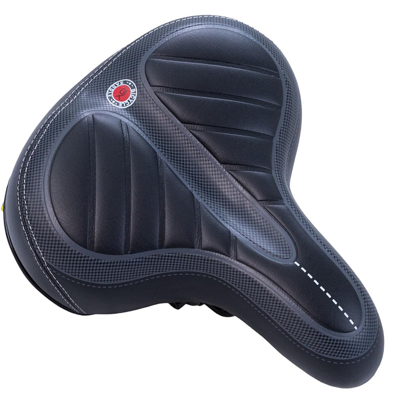 Bike saddle side view showing waterproof PU leather surface