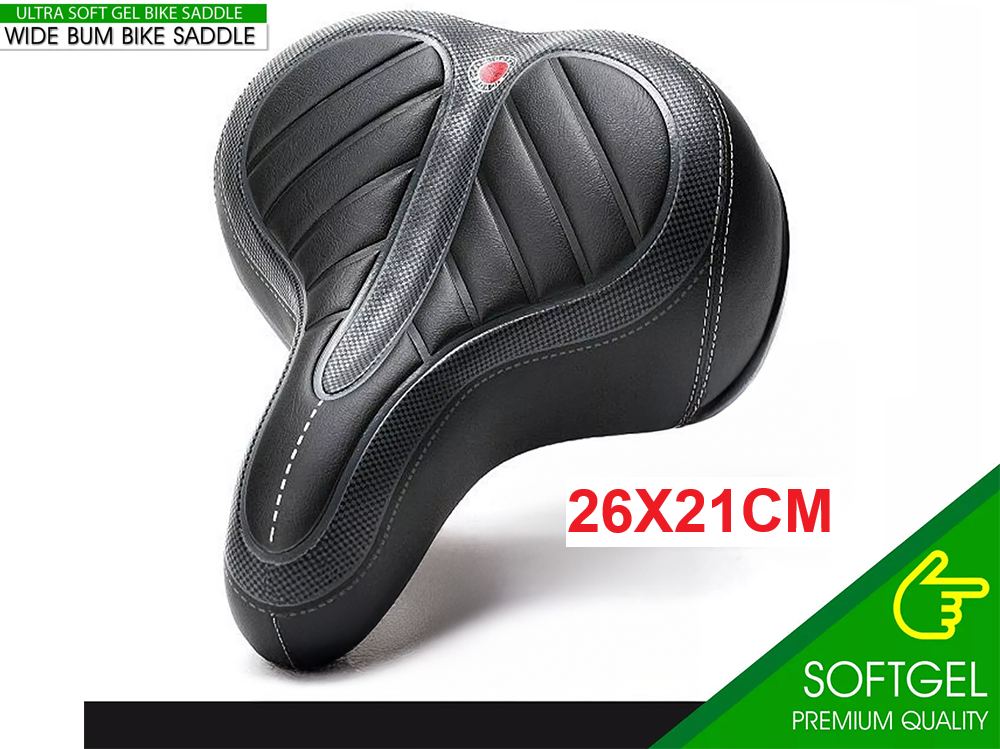 Top view of bike saddle wide seat design for better balance