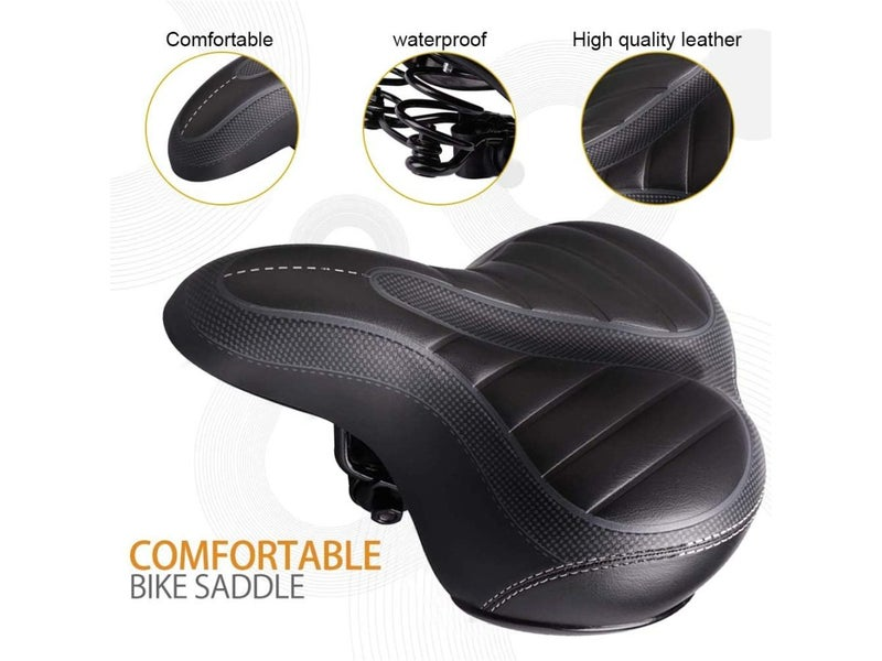 Bike saddle profile highlighting shock-absorbing features