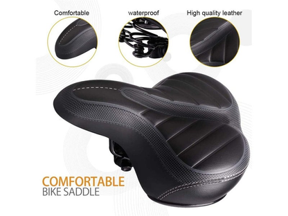 Bike saddle profile highlighting shock-absorbing features