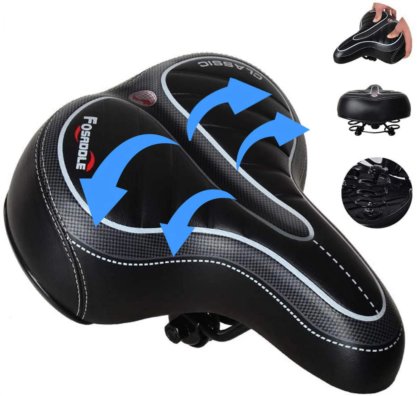Bike saddle stitching detail showing durable construction