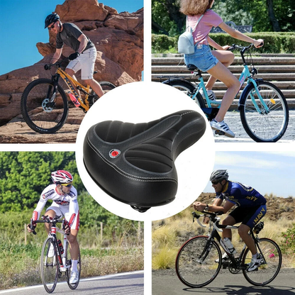 Bike saddle ergonomic shape supporting hips during rides