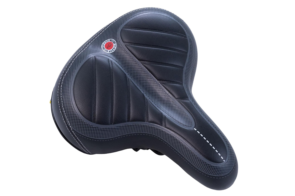 Close up of bike saddle dual spring suspension under seat
