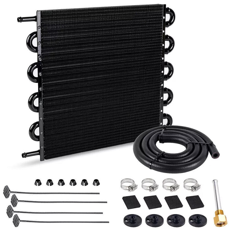 Oil cooler radiator 8 rows kit showing front aluminium fins