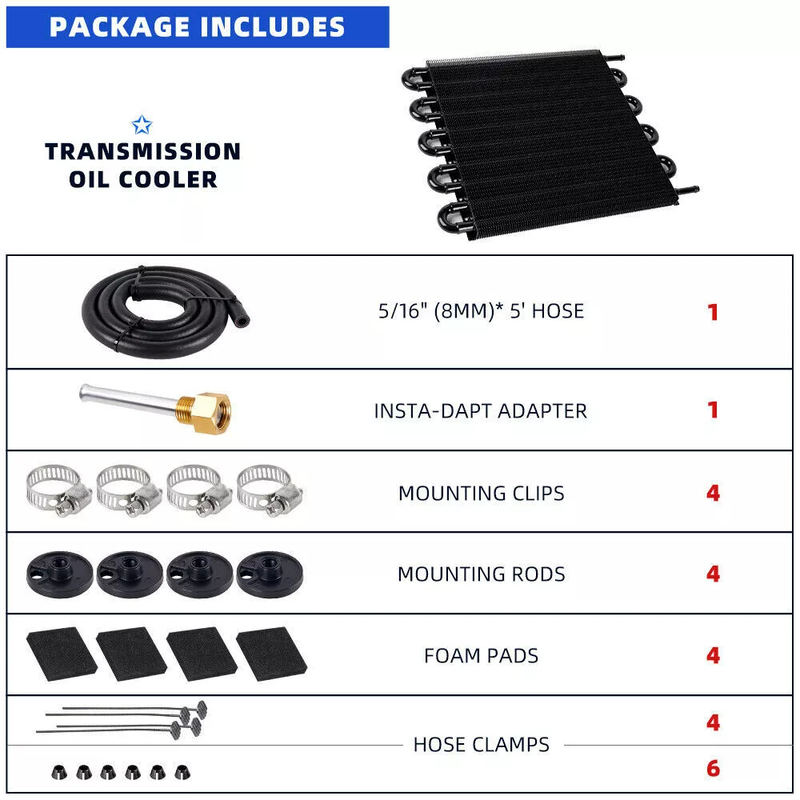 Engine Oil Cooler Radiator 8 Rows Kit
