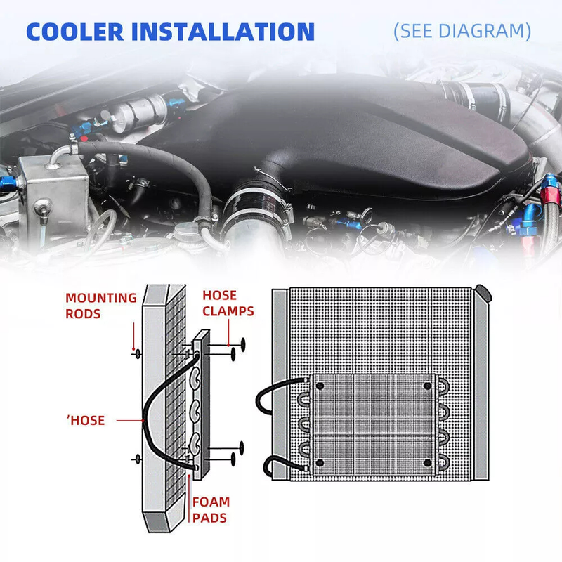 Engine Oil Cooler Radiator 8 Rows Kit