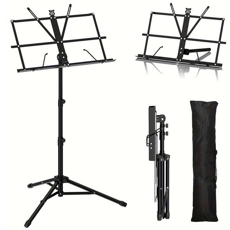 Music stand tripod showing adjustable height feature