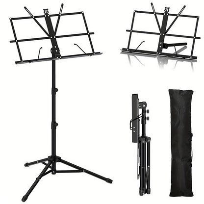 Music stand tripod showing adjustable height feature