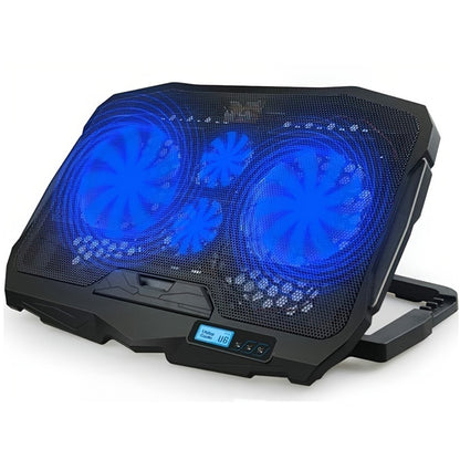 Laptop cooler gaming cooling pad black top view showing four fans