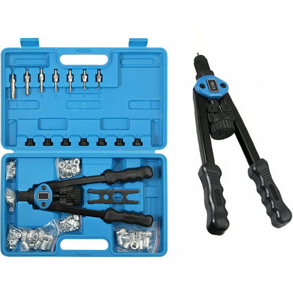 Rivet nut tool kit showing steel riveting tool and carrying case