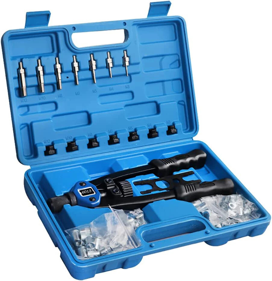 110pcs rivet nut tool kit with seven mandrels displayed