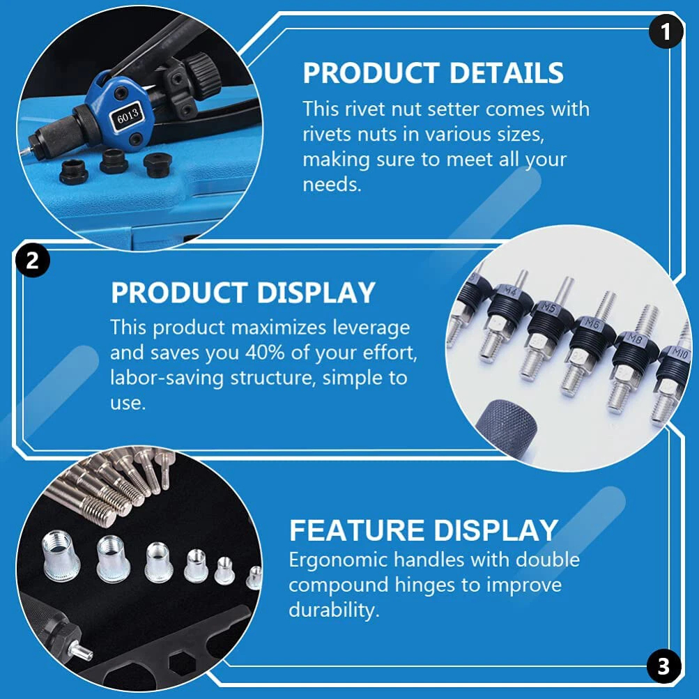 Rivet nut tool kit used on metal surface for automotive repair