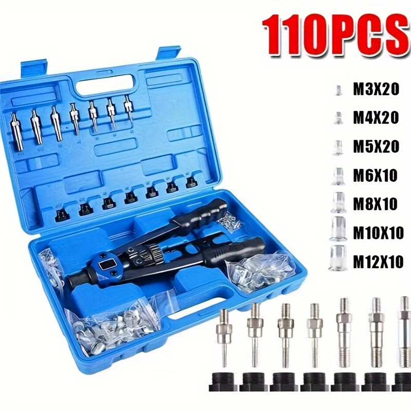 Rivet nut tool kit with rubber grip and steel body close-up