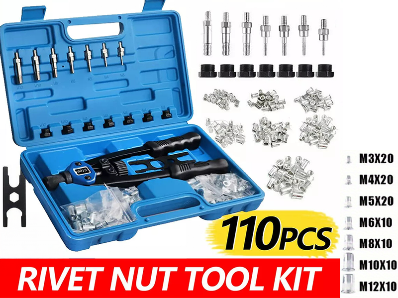 110pcs Rivet Nut Rivnut Tool Kit