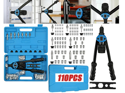 Rivet nut tool kit packed neatly in carrying case for storage