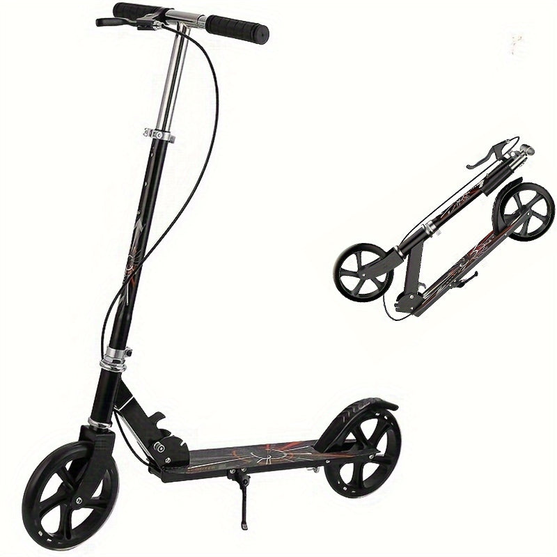 Kids scooter height adjustable black frame side view