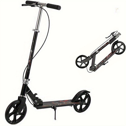 Kids scooter height adjustable black frame side view