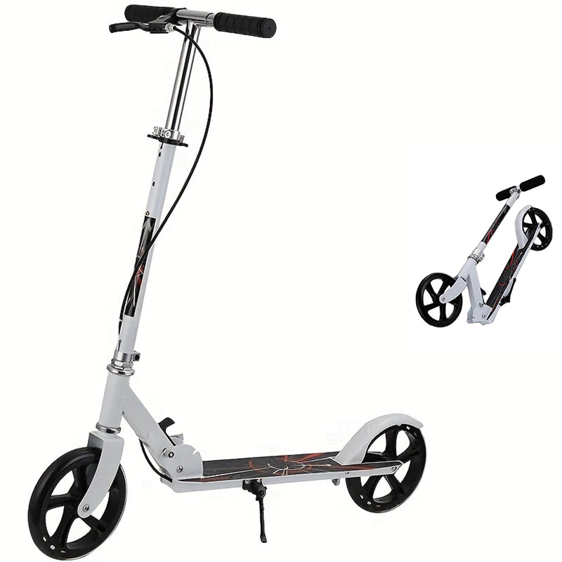 Kids scooter white aluminium frame side view