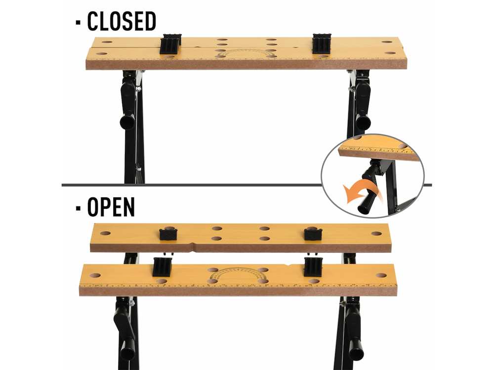 Work bench plastic jaws rotated for secure clamping