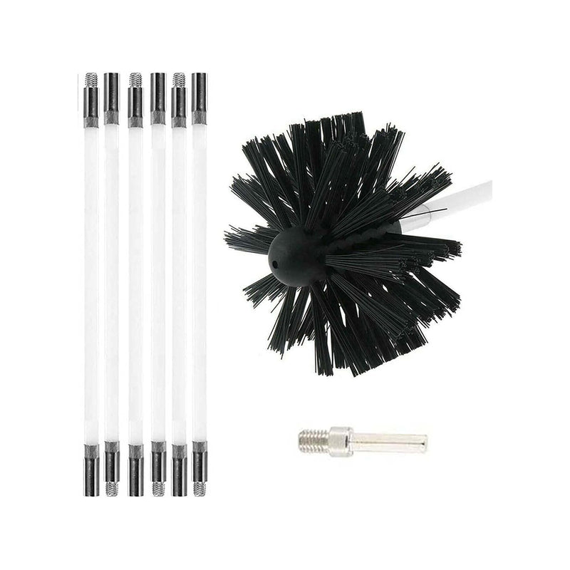 Chimney cleaning brush kit with nylon bristles close up