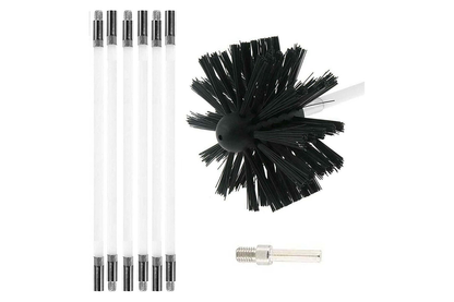 Flexible rods of chimney cleaning brush kit showing length