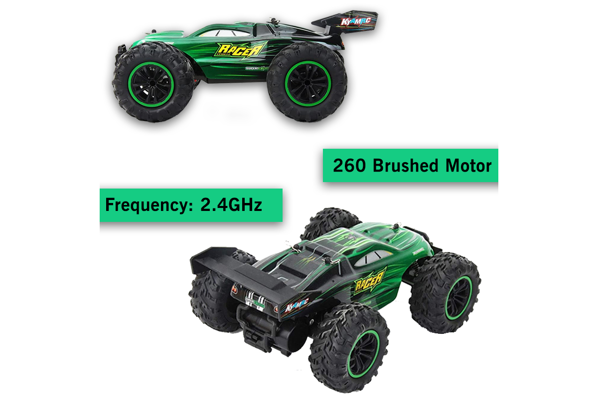 Close up of remote control RC car deep tread rubber tyres