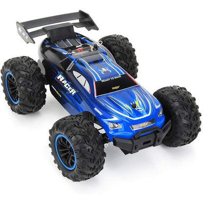 RC car remote control 1 18 scale blue side view