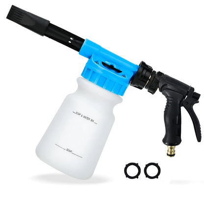 Car foam washer blue colour with metal handle side view