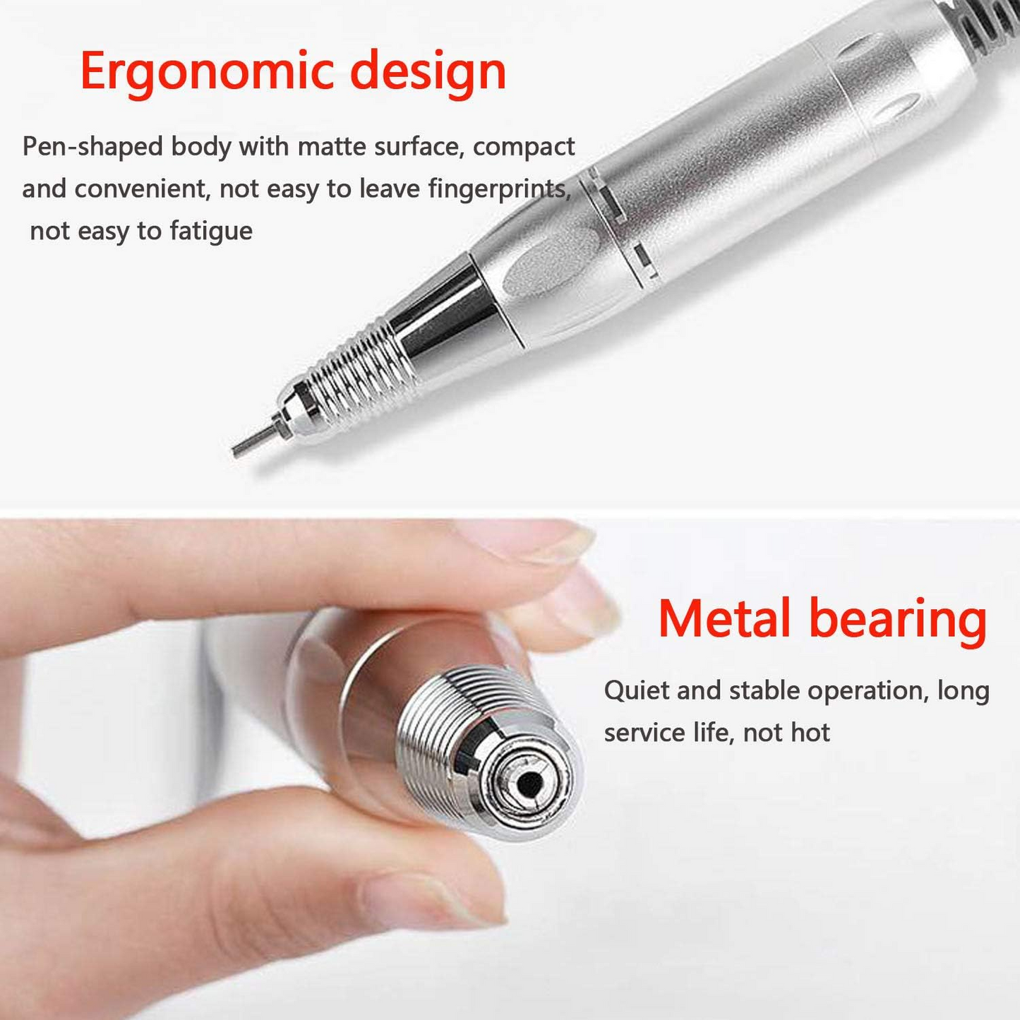 Electric nail file made from ABS plastic with ergonomic design