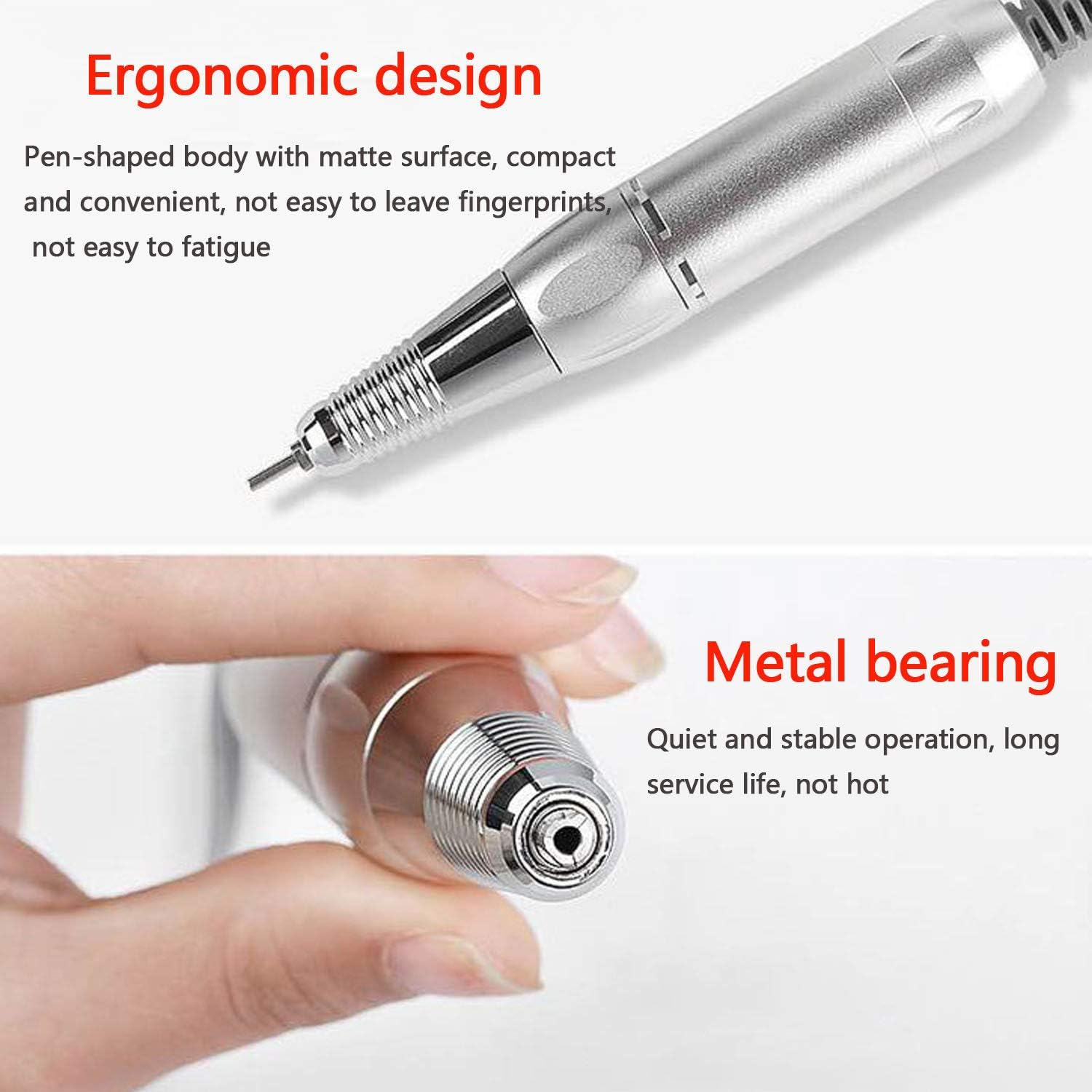 Electric nail file made from ABS plastic with ergonomic design